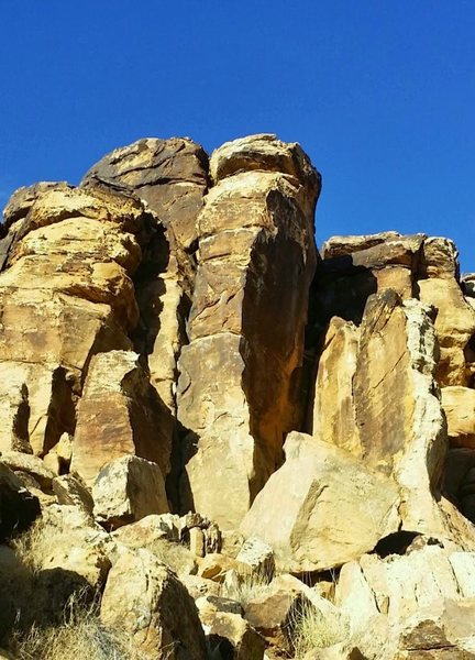 climb is on the sunny face of the center pillar