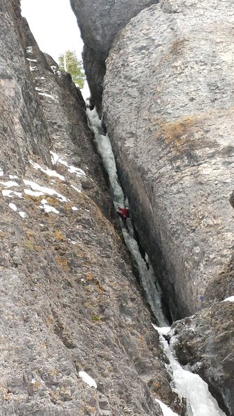 Climbers on Skylight. Ouray Colorado. Jan 18th 2015.