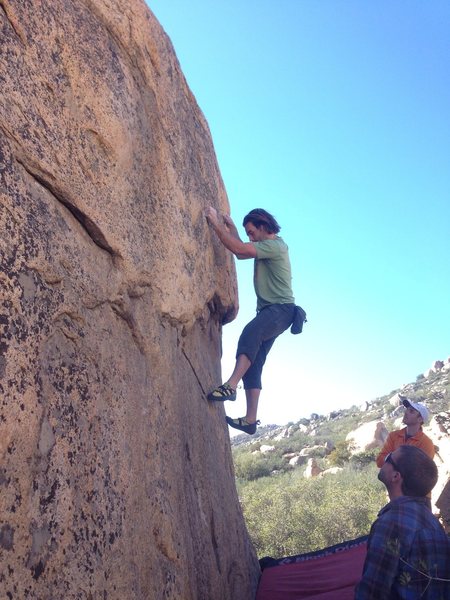 Owen trying to find feet after securing the side pull. 