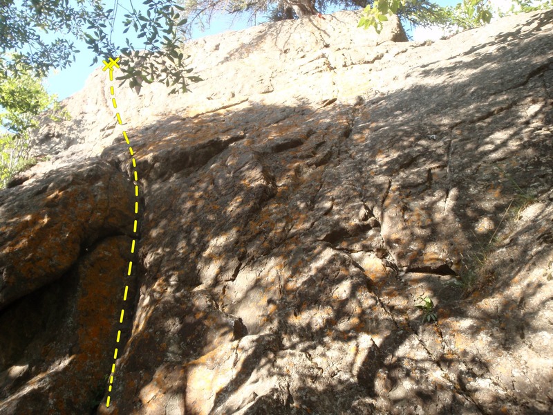 This is the left most route at this tinny crag.