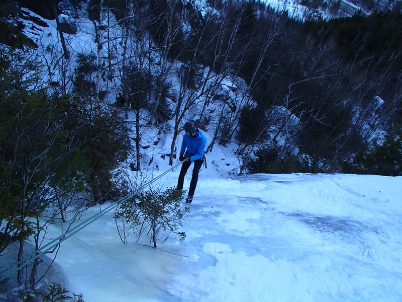 Jonathan rappelling from the first anchor