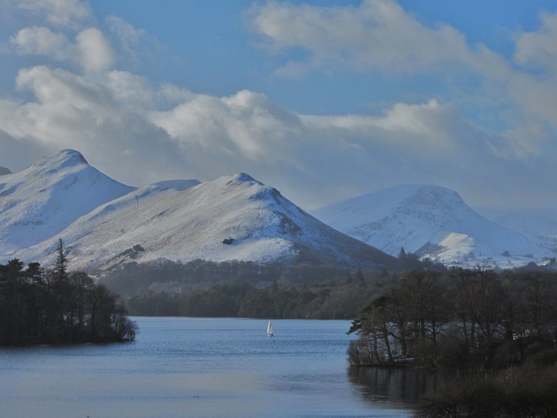 Catbells and Mt Robinson from Derwentwater .English Lake District . Jan 30th 2015 .