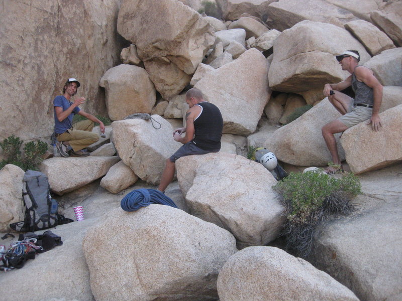 One of the best things about climbing: Talking trash with the crew below Misfits after a summer afternoon workout.