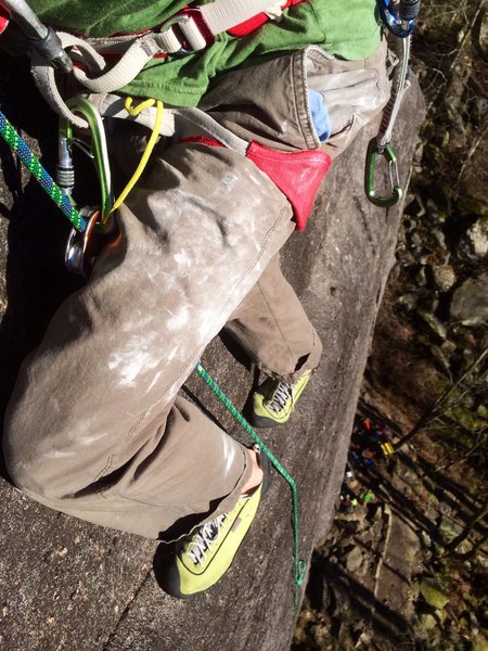 Walking the thin ramp at the beginning of the second pitch of "bat skins"