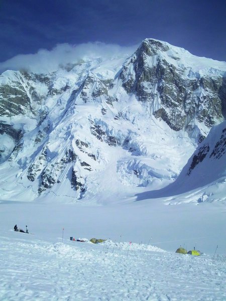 kahiltna base camp at 7000ft. Mt Hunter in background