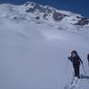 Crossing the Winthrop Glacier with Curtis Ridge being the prominent ridge in the background.