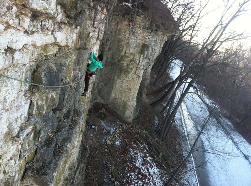 Jasmin following on the first ascent of Across the Choss