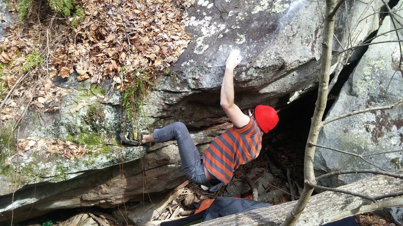 After the big move to the lip of the boulder. 