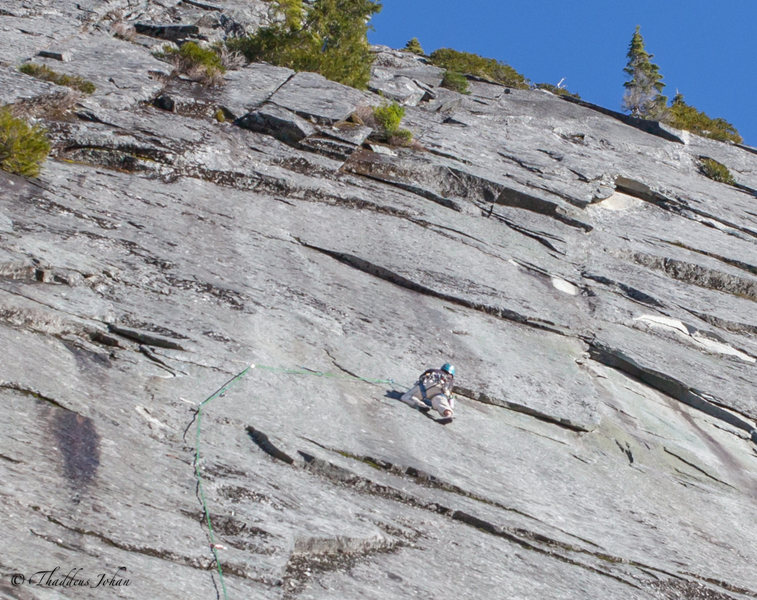 Brandon cruising the first crux on pitch 6