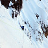 Man Yoga. Steep snow slopes of Pitch 1.