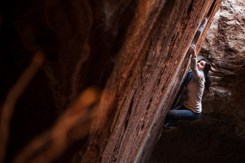 Gabi Enos (justgoclimb.com) on Denizen. Photo by Andy Wickstrom