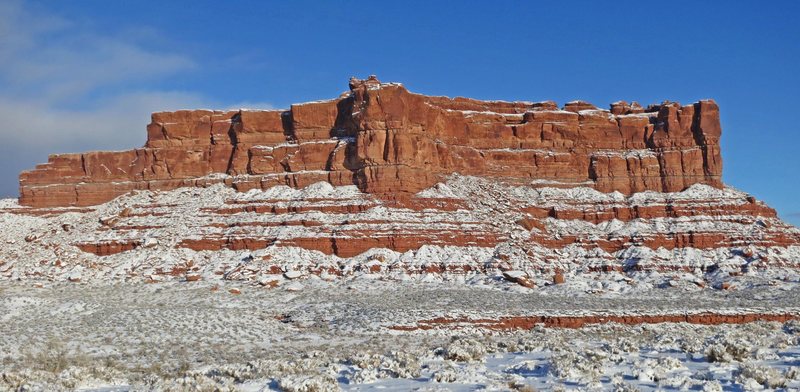 The west face, and its battleship profile. 