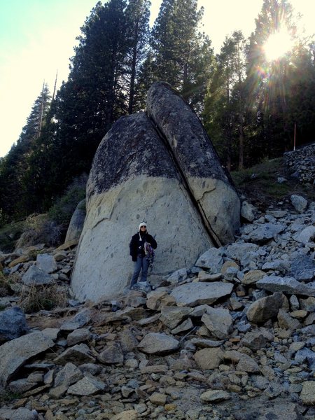 Wendy Hurtado at the base of Rise Again Rock, April 27th, 2014.