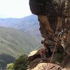 Kelsey hanging out under the cliffs