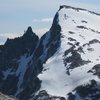 The Flagpole as seen from Prusik Peak.  It's that tiny sliver of rock right in front of Little Annapurna.