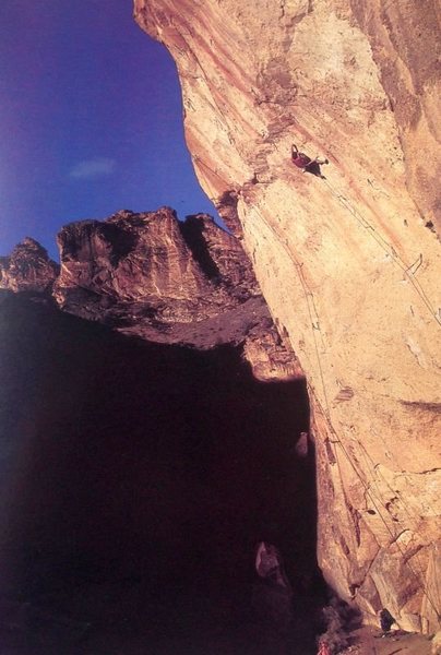 Tony Yaniro on Special Relativity (5.13d/14a), Leslie Gulch
<br>

<br>
Photo by Randy Leavitt