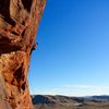 On one of my favorite routes at Red Rocks. Idiots Rule, 11d. Photo by Tol Lau