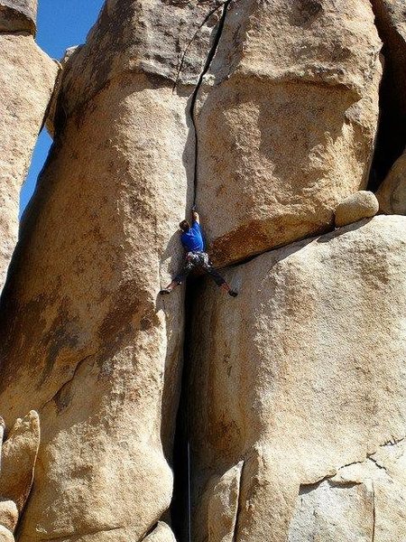 Climber on Jumping Jack Crack.  Photo used with permission from JL