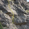 Zion Train upper pitch, crux section.