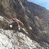 Really, really bad photo of this route, just enjoy the muscles.