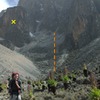 En-route to Kami Hut, (which isn't a hut at all, more like an area) where our Climber's camp was made. The line marks the approach towards the base of route. The X is the imposing Krapf Rognon- a key landmark.