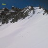 Looking south on summit of Gilpin on the left; wide, steep couloir to ski on the right.