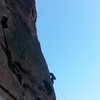 Wes on Moonlight Buttress. Pitch 4.