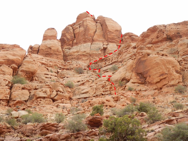 Some Great Lines on the North Face. We climbed the not so great one on the right. This may be the West Ridge "as described in the Blue Book" (hard saying, not knowing).