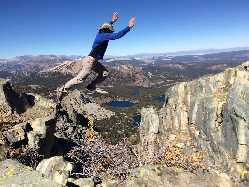 Hiking the Mammoth Crest - couldn't resist this jump.