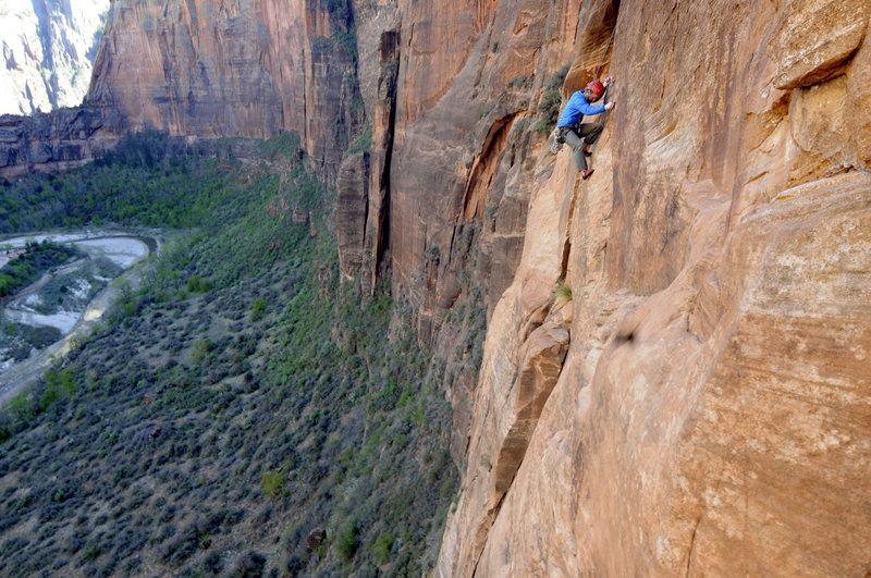 Following pitch three. No ability to tension traverse. I thought this was terrifying. 