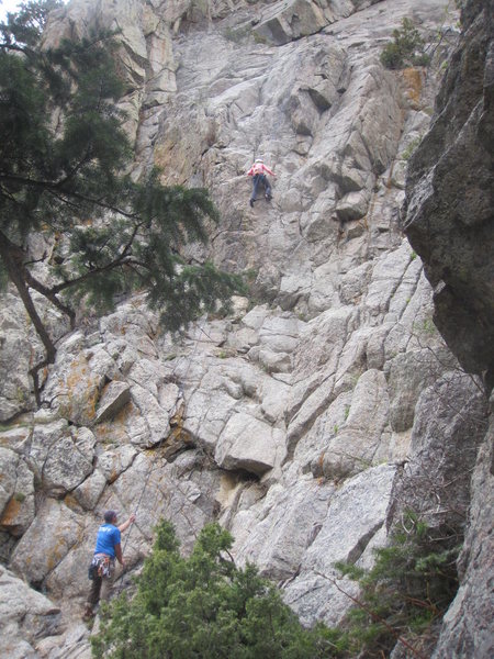 Audrey heads up the center route, Hound's Tooth.