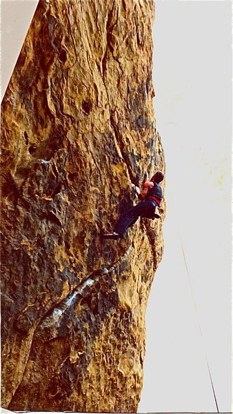 Peter Hayes, ca. 1988, at the crux of Maggie's Farm.