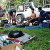 Sorting gear for a day of rock guide training in the Cayo District of Belize (04-2015).