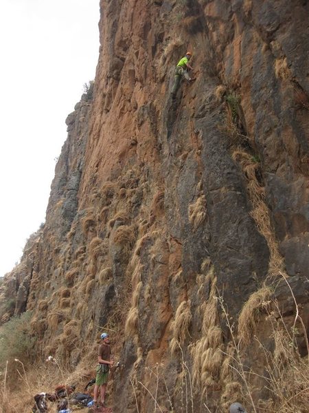 Chigger Yellem, 5.7 trad line at Amora Gedel