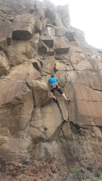 Unknown climber on Silver Bullet, cruising it.