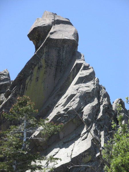 Tiger Fang - a formation on the east side of Little Squaretop Massif, reported with a bolted route on it.