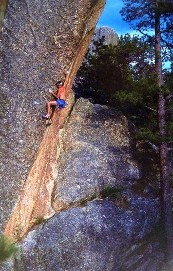 Colin Lantz on Jacknife Matinee (5.13a), Black Hills <br>
<br>
Photo: Colin Lantz Collection 