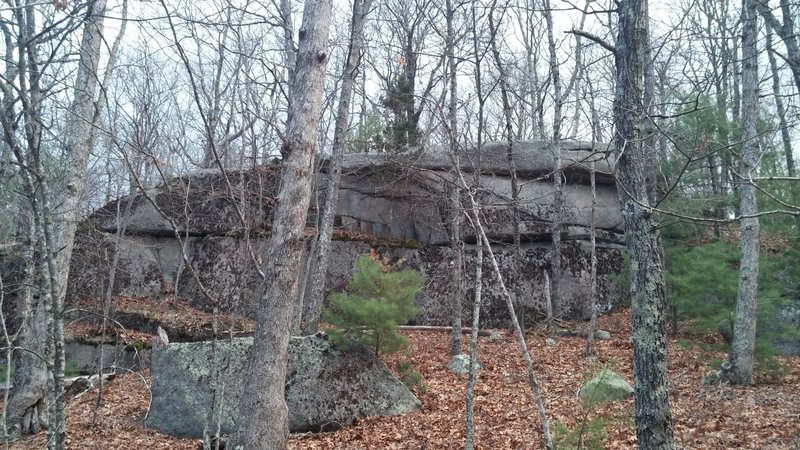 The ledge you pass just before getting to this area proper. Looks better in the picture than reality, though it's  fun pulling the highball/solo roof bulge on the right.