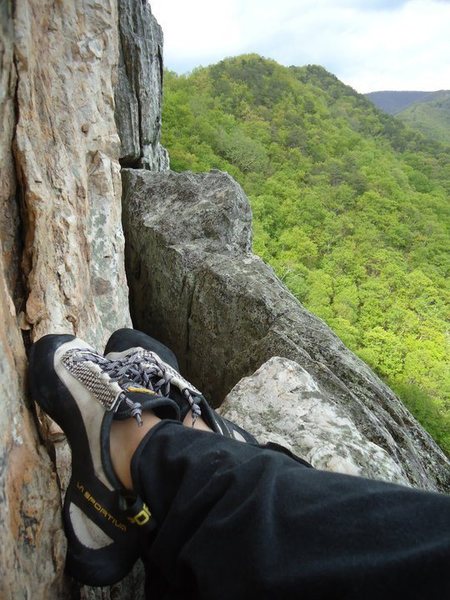 backside of the fin, somewhere on soler, seneca rocks, wv