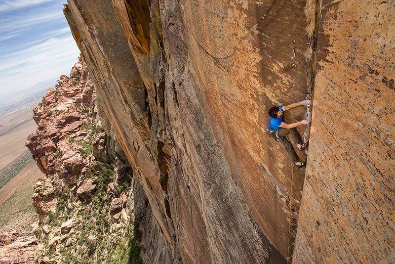 Pitch 5 (5.13b) on Desert Solitaire
<br>
Photo by Dan Krauss