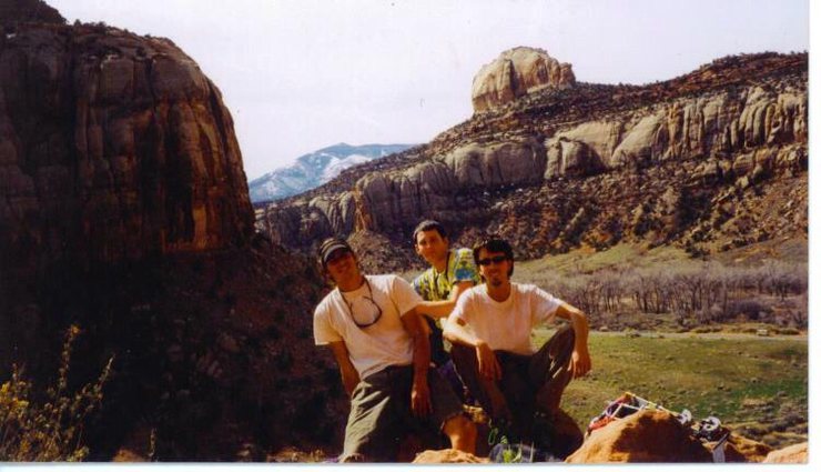 JJ, Jessie, Seth, Battle of the Bulge Buttress, Indian Creek, UT 1997.