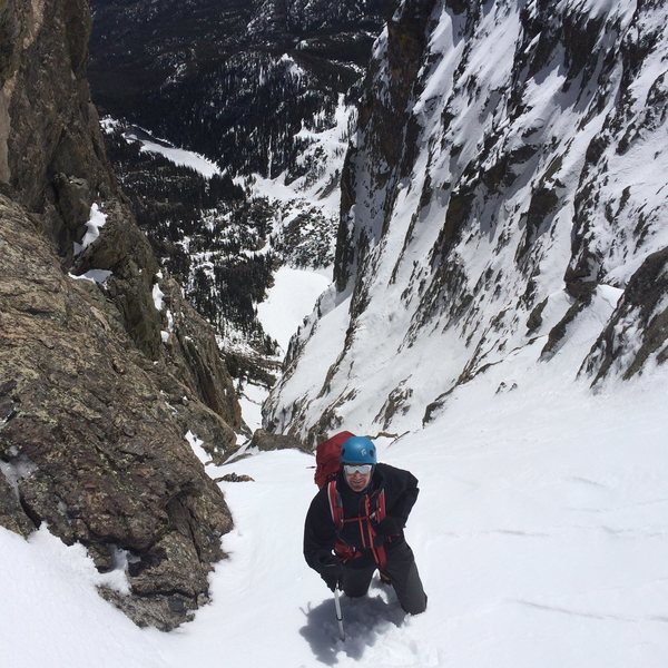 Nearing the top of the couloir 