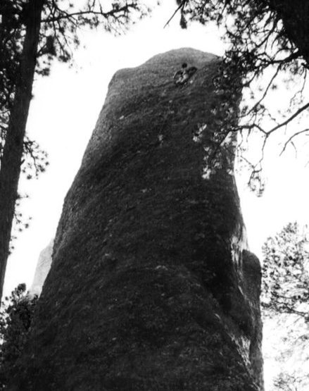 Seth Dyer in the death zone on Hairy Needle, Needles South Dakota 1995.