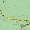 Follow the trail as if going to Observatory Rock, and break right to faint trail after less than 5 minutes. Follow a stream then an old road for 1.48 miles.<br>
<br>
The red/green circle is summit of Coffintop Mtn.<br>
<br>
Yellow dots follow walk out.<br>
<br>
No-highlight dots, on image left, follow a switchback on the walk in.