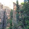 Does anyone know what the line is that goes up the crack to the right of the arete?  Looks pretty rad and had some webbing at the very top.  This photo was taken right as you get to the creek at the base of the steep entrance trail (i.e. the trail out is gully just to the right of the frame)