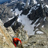 Chris gets his introduction to the dark art of free soloing alpine routes on the Upper Exum<br>
<br>
July 2014