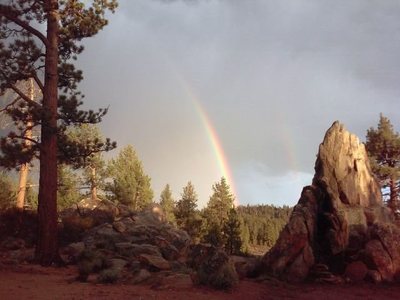 Double rainbow, Holcomb Valley Pinnacles