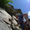 Jesse looking up at Shockley's Ceiling.  We traversed over from Strickley's Shockley's where we did the Oscar & Charlie start