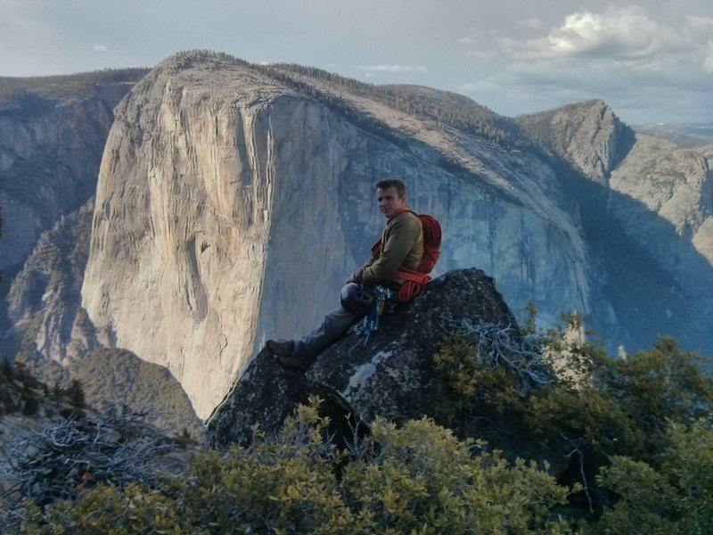 summit of higher cathedral rock after climbing the northeast buttress