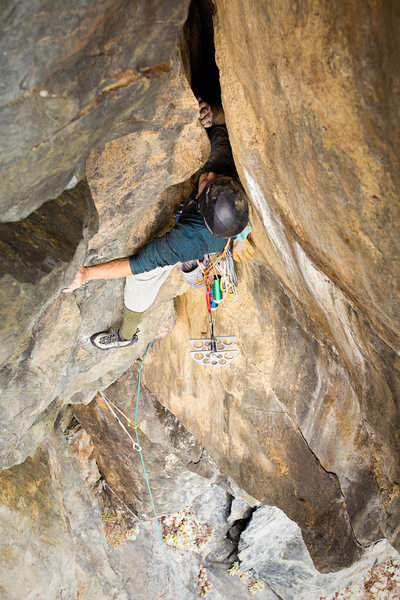 Nick S. onsighting Ocean Overhang.